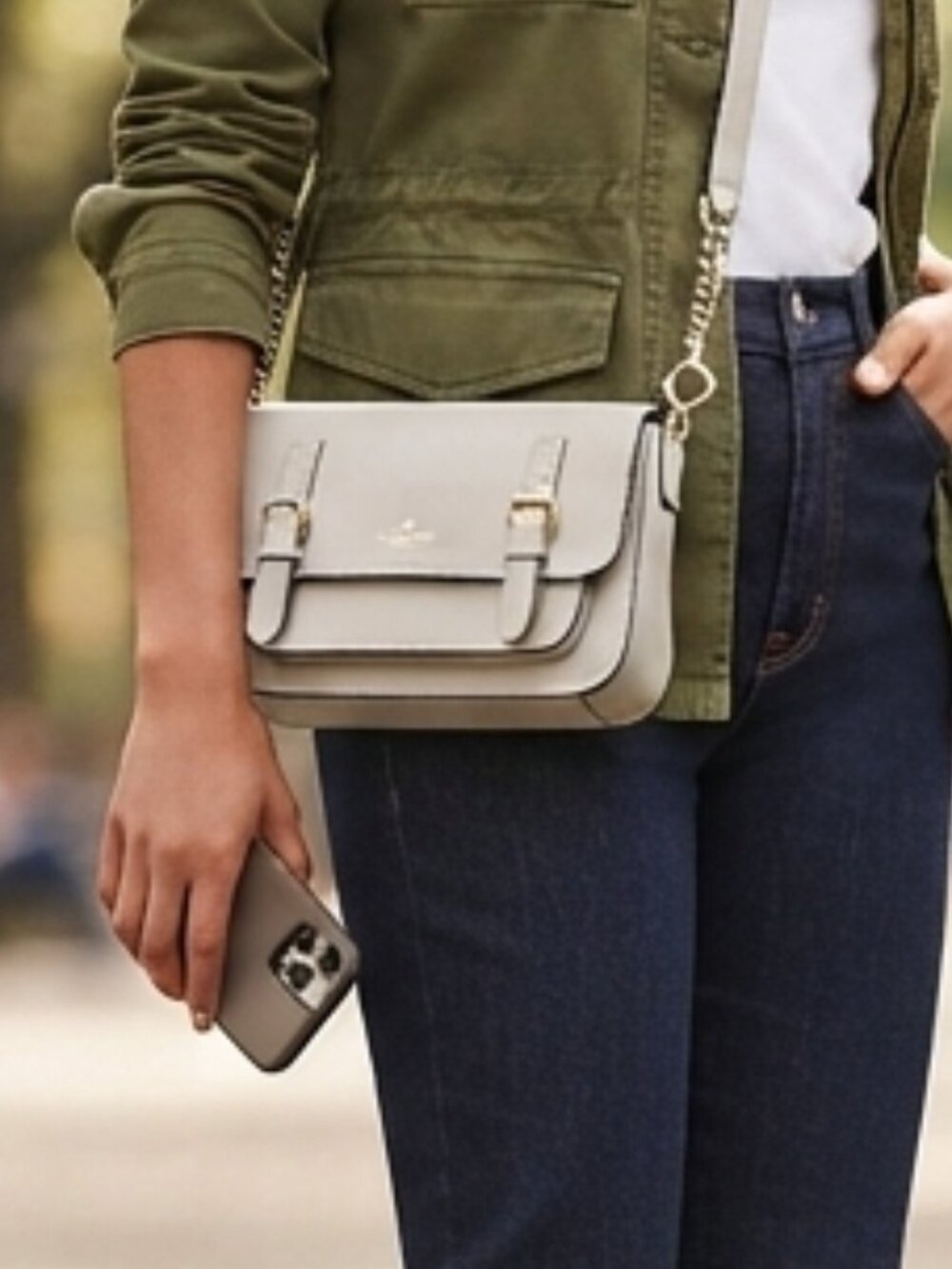 kate spade Essex Crossbody bag Light Gray Crossbody Bag with Gold Hardware